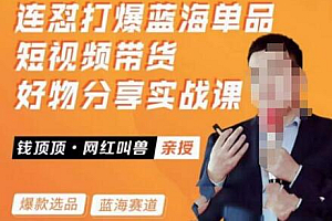 网红叫兽·连怼打爆蓝海单品,短视频带货好物分享实战课