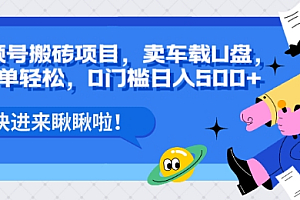 视频号搬砖项目,卖车载U盘,简单轻松,0门槛日入500+
