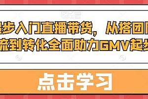 从0起步入门直播带货,从搭团队到引流到转化全面助力GMV起步