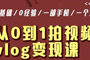 从0到1拍视频vlog变现课,5分钟每天,每月多赚1W
