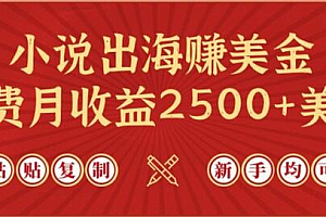 小说出海赚美金,稿费月收益2500+美金,仅需chatgpt粘贴复制,新手也能玩转
