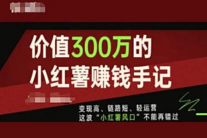 价值300万的小红书赚钱手记,变现高、链路短、轻运营,这波“小红薯风口”不能再错过