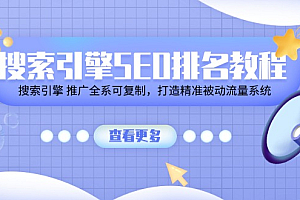 搜索引擎SEO排名教程「搜索引擎 推广全系可复制,打造精准被动流量系统」