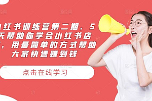 小红书训练营第二期,5天帮助你学会小红书店铺,用最简单的方式帮助大家快速赚到钱