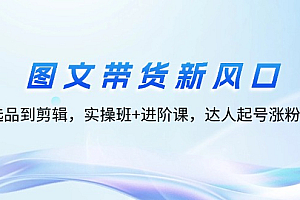 (12306期)图文带货新风口:从选品到剪辑,实操班+进阶课,达人起号涨粉实战
