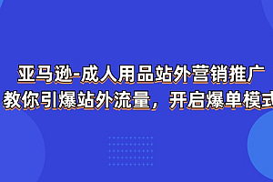 (11398期)亚马逊-成人用品 站外营销推广  教你引爆站外流量,开启爆单模式
