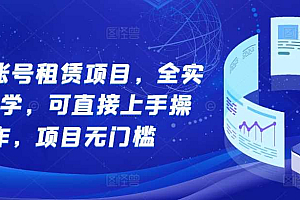 游戏账号租赁项目,全实操教学,可直接上手操作,项目无门槛