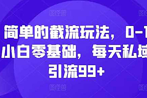 简单的截流玩法,0-1小白零基础,每天私域引流99+【揭秘】