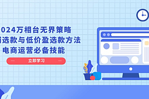 (13633期)2024万相台无界策略,店铺选款与低价盈选款方法,电商运营必备技能