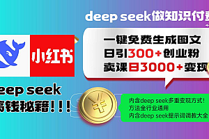 (14323期)Deep seek 一键免费生成小红书图文日引300+创业粉,日变现3000+教程!…