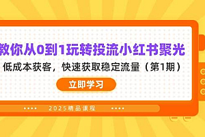 教你从0到1玩转投流小红书聚光,低成本获客,快速获取稳定流量(第1期)