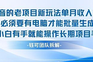 老项目新玩法单月收入2W小白有手就能操作长期项目