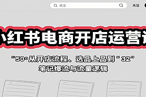小红书电商开店运营课:从开店流程、选品上品到笔记爆流与流量逻辑