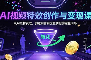 (15587期)AI视频特效创作与变现课:从AI素材获取、创意制作到流量转化的完整闭环