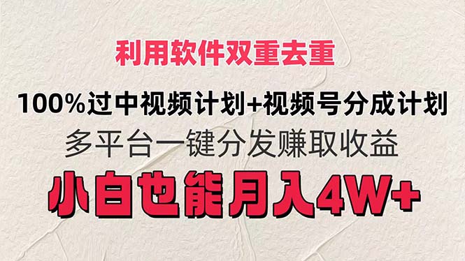 (11862期)利用软件双重去重,100%过中视频+视频号分成计划小白也可以月入4W+