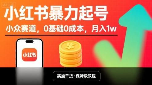 小红书暴力起号,小众赛道,0基础0成本,月入1w