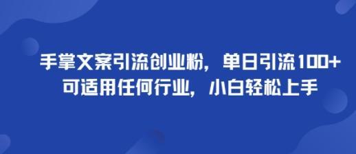 手掌文案引流创业粉,单日引流100+,可适用任何行业,小白轻松上手