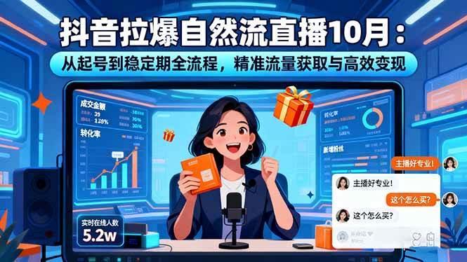 (16339期)抖音拉爆自然流直播10月:从起号到稳定期全流程,精准流量获取与高效变现