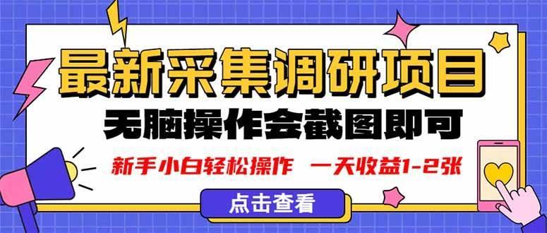 (16155期)新版采集调研项目,截图上传即可,无脑操作,日收益1-2张