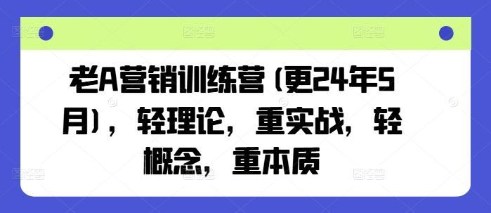 老A营销训练营(更25年10月),轻理论,重实战,轻概念,重本质