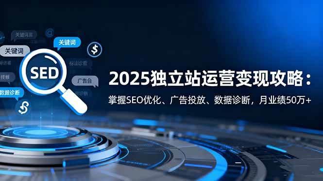 (16371期)2025独立站运营变现攻略:掌握SEO优化、广告投放、数据诊断,月业绩50万+