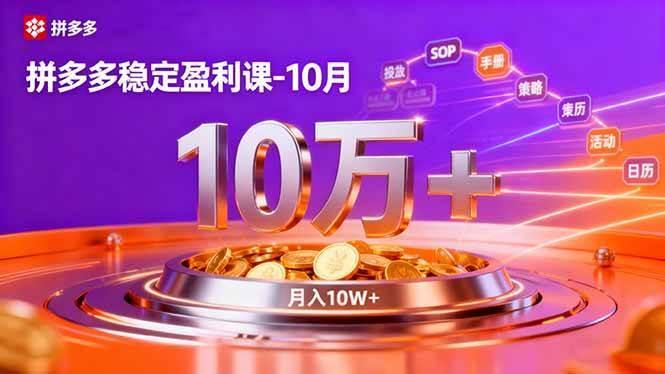 (16413期)拼多多稳定盈利课-10月,强付费SOP+微付费高投产+活动矩阵,单店月入10万+