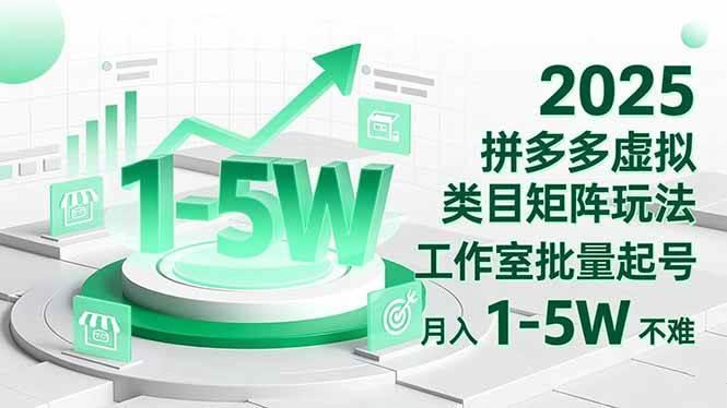 (16548期)2025 拼多多虚拟类目矩阵玩法,工作室批量起号,月入 1-5W 不难
