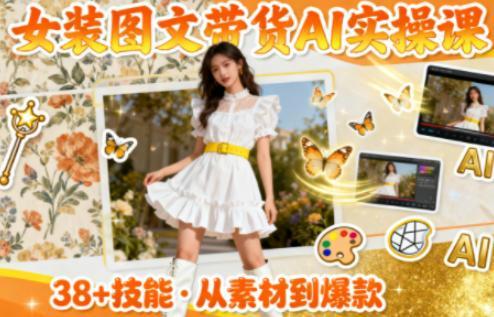 女装图文带货的AI实操课,覆盖38个实用技能,快速提升素材制作效率