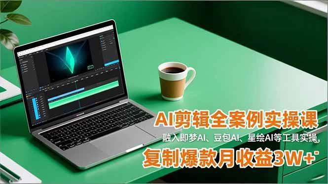 (16770期)AI剪辑全案例实操课,融入即梦AI、豆包AI、星绘AI等工具实操,复制爆款月收益3W+
