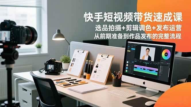 (16752期)快手短视频带货速成课,选品拍摄+剪辑调色+发布运营,从前期准备到作品发布的完整流程