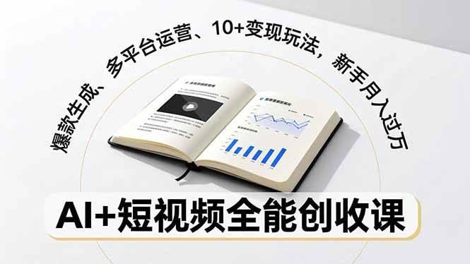 (16773期)AI+短视频全能创收课,爆款生成、多平台运营、10+变现玩法,新手月入过万
