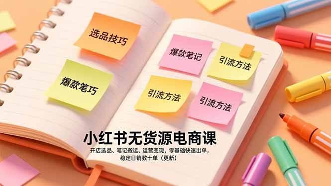 (17018期)小红书无货源电商课,开店选品、笔记搬运、运营变现,零基础快速出单,稳定日销数十单(更新)