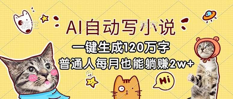 (17025期)AI自动写小说,一键生成120万字,普通人每月也能躺赚2w+