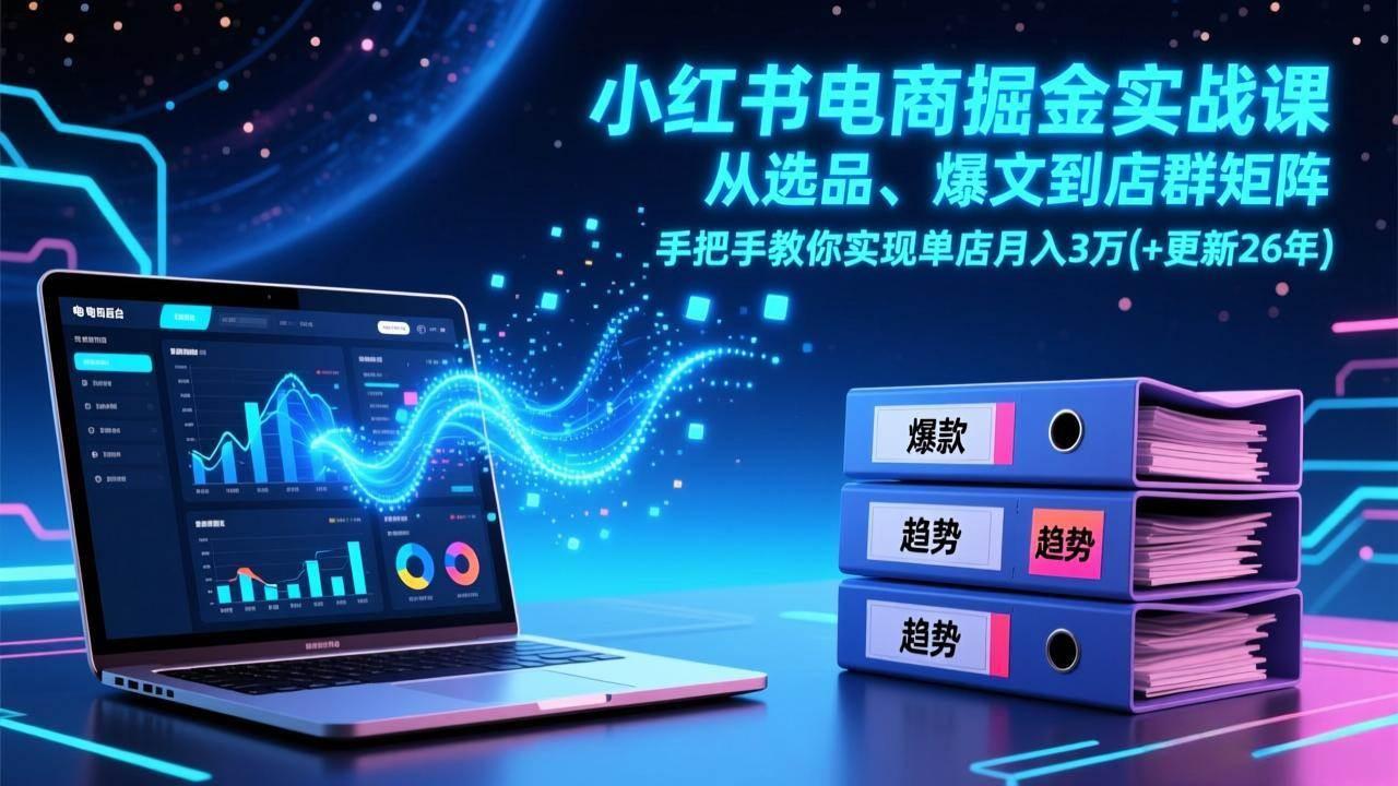 (17290期)小红书电商掘金实战课,从选品、爆文到店群矩阵,手把手教你实现单店月入3万+(更新26年)